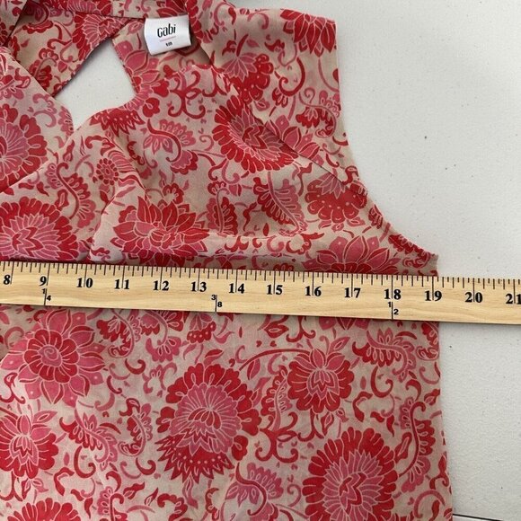 Cabi Vita Blouse Draped Keyhole Pink Floral Small Lightweight - Picture 7 of 10